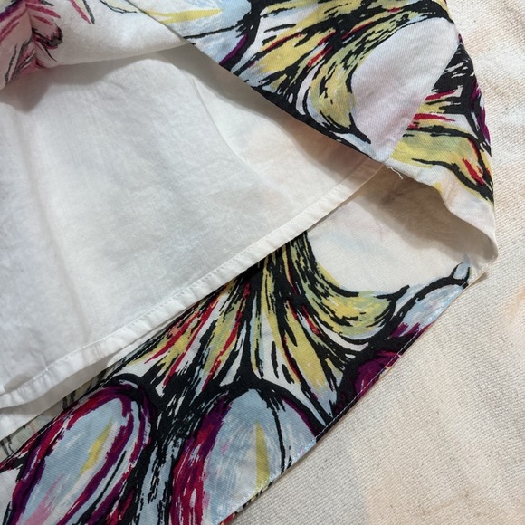 CAbi Skirt‎ Womens Ivory Floral A-Line Skater Cottagecore Casual Pleated Sz2 - Picture 4 of 7